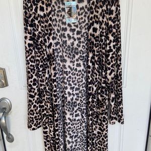 Long leopard cheetah print cover up kimono NEW